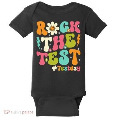 Rock The Test Motivational Retro Teachers Baby Bodysuit