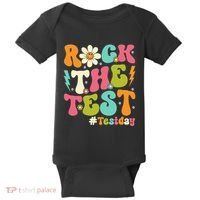 Rock The Test Motivational Retro Teachers Baby Bodysuit thumb 0