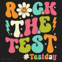 Rock The Test Motivational Retro Teachers Hat thumb 2