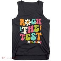 Rock The Test Motivational Retro Teachers Tank Top thumb 0
