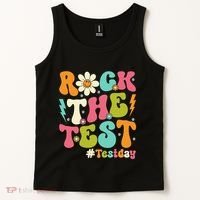 Rock The Test Motivational Retro Teachers Tank Top thumb 2