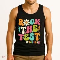 Rock The Test Motivational Retro Teachers Tank Top thumb 3