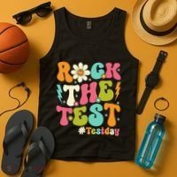 Rock The Test Motivational Retro Teachers Tank Top thumb 4