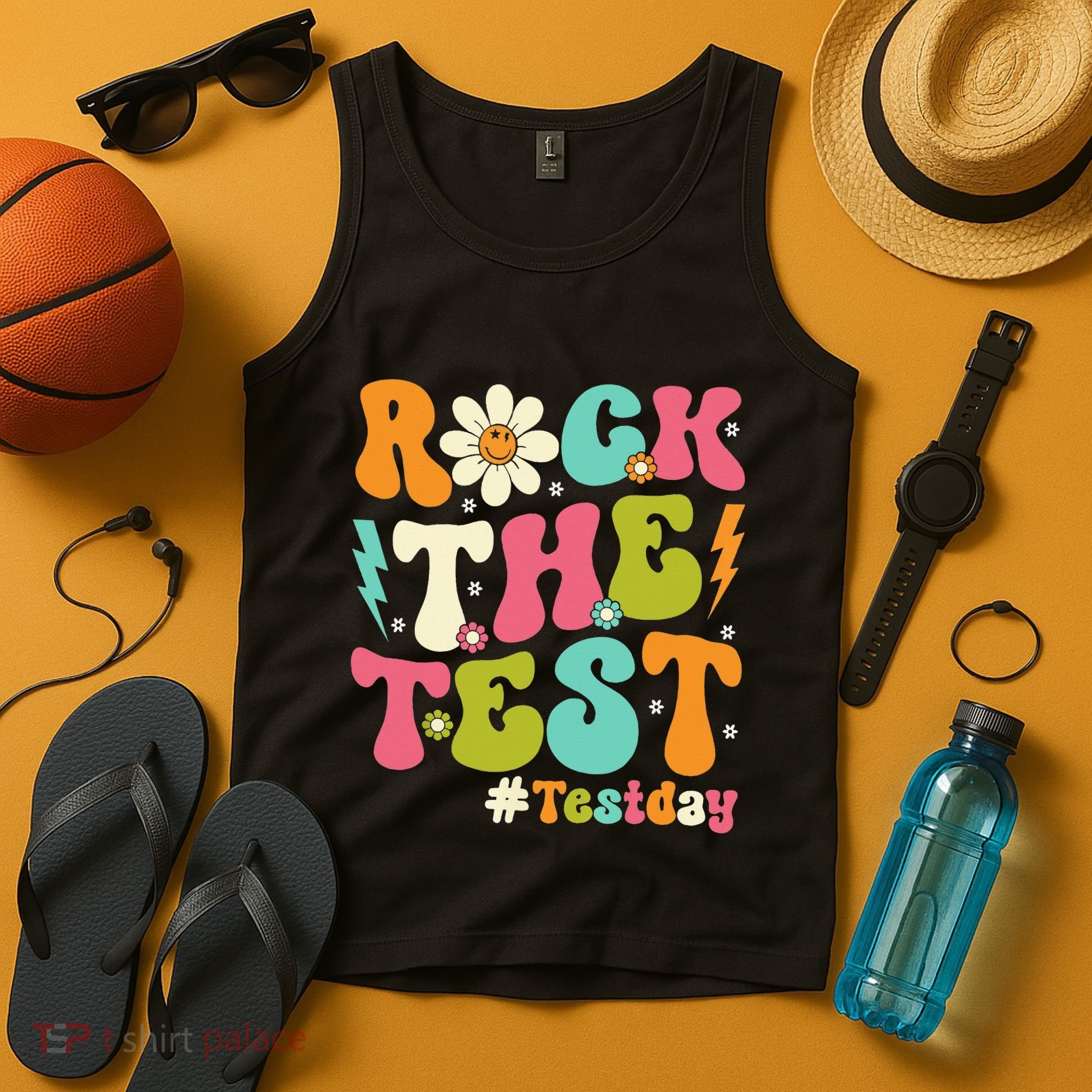 Rock The Test Motivational Retro Teachers Tank Top