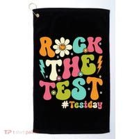Rock The Test Motivational Retro Teachers Golf Towel thumb 0