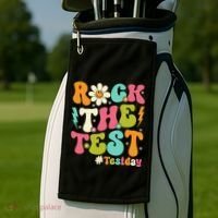 Rock The Test Motivational Retro Teachers Golf Towel thumb 2