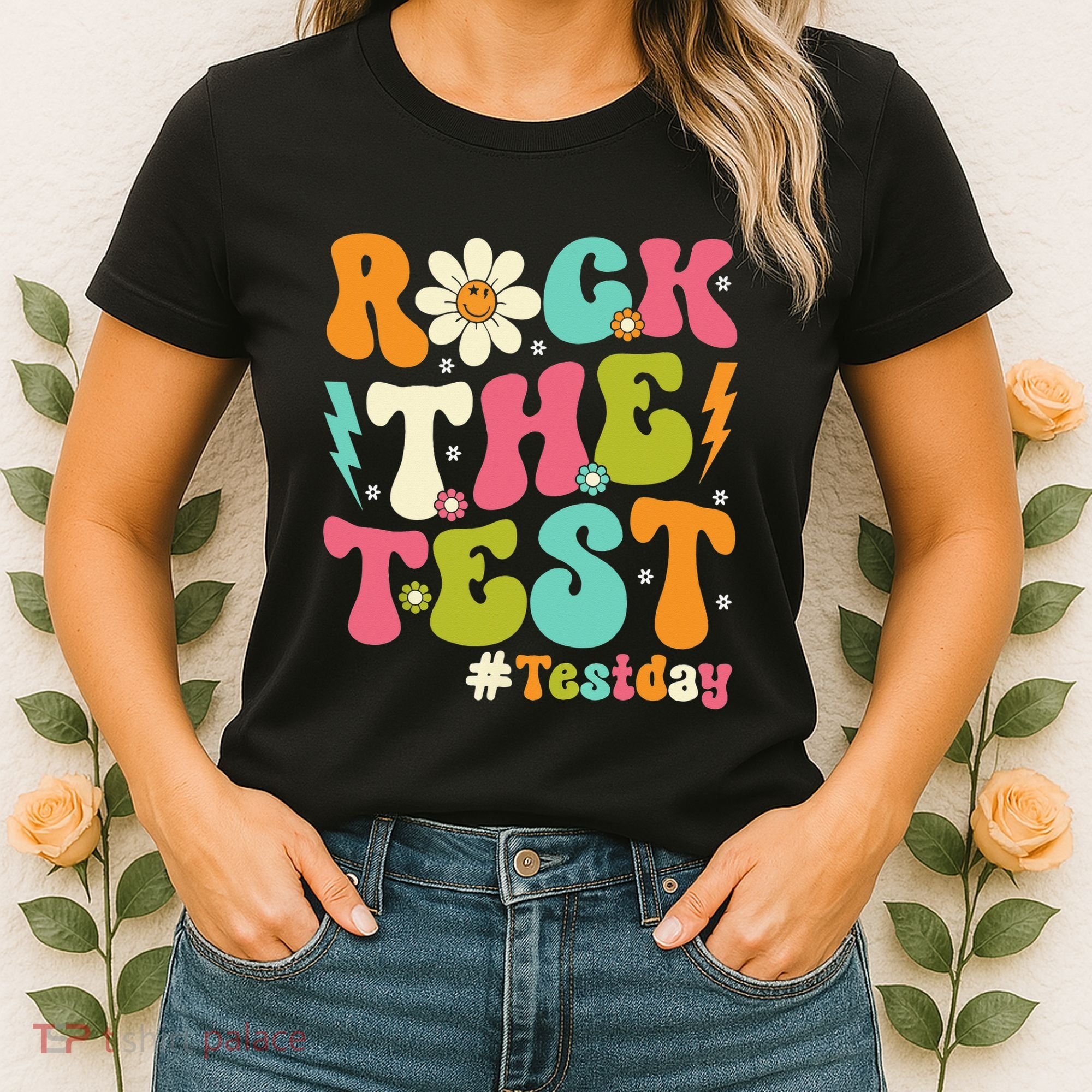 Rock The Test Motivational Retro Teachers Women's T-Shirt