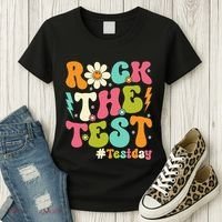 Rock The Test Motivational Retro Teachers Women's T-Shirt thumb 3