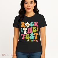 Rock The Test Motivational Retro Teachers Women's T-Shirt thumb 4