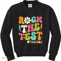 Rock The Test Motivational Retro Teachers Kids Sweatshirt thumb 0