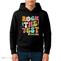 Rock The Test Motivational Retro Teachers Kids Hoodie thumb 4