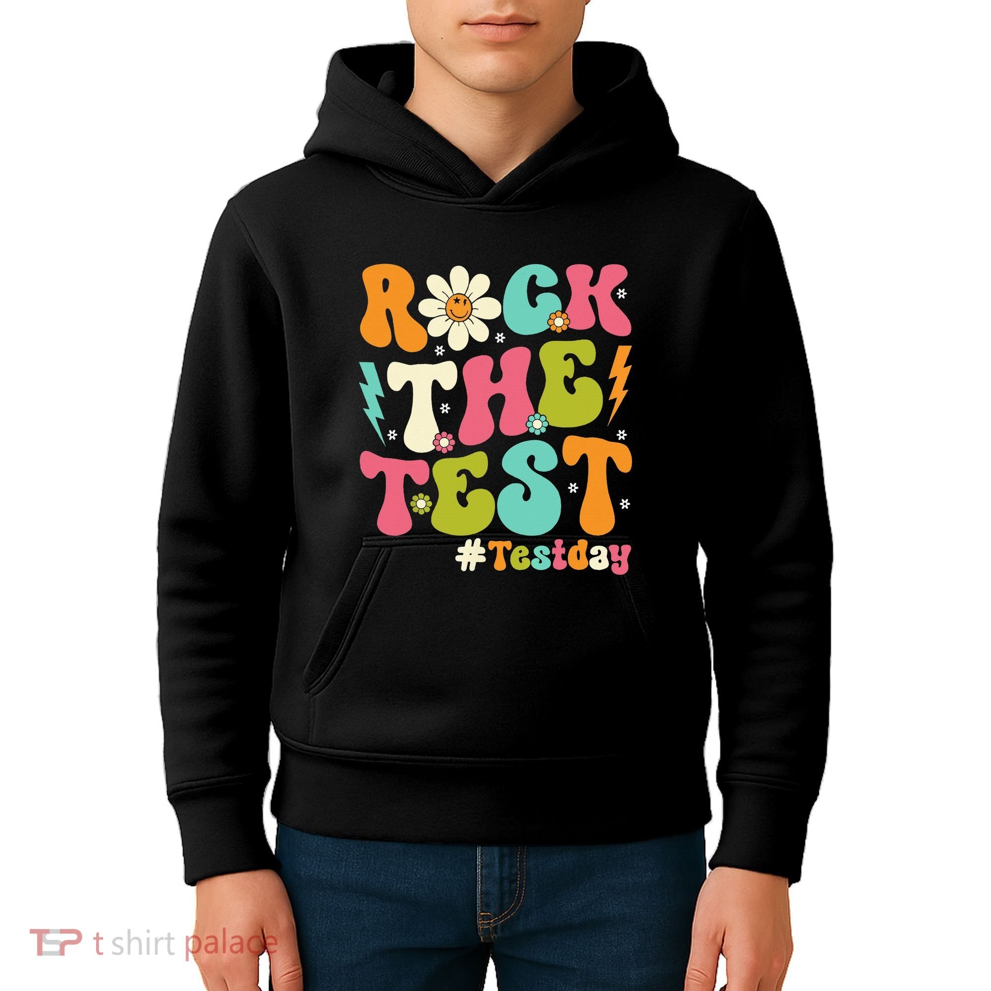 Rock The Test Motivational Retro Teachers Kids Hoodie