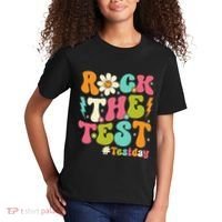 Rock The Test Motivational Retro Teachers Kids T-Shirt thumb 2
