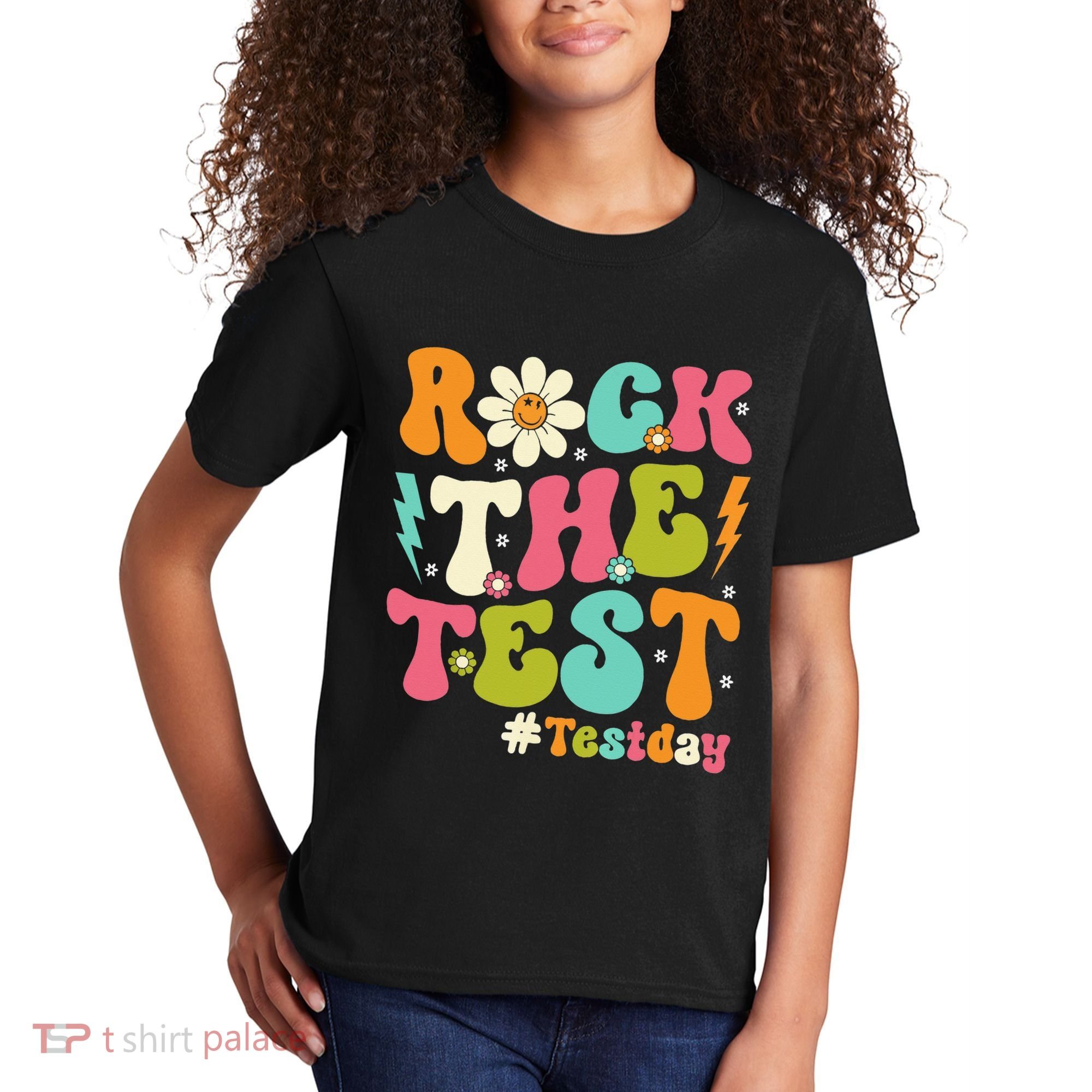 Rock The Test Motivational Retro Teachers Kids T-Shirt