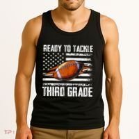 Ready To Tackle Third Grade Football Happy First School Day Tank Top thumb 3