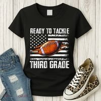 Ready To Tackle Third Grade Football Happy First School Day Women's T-Shirt thumb 3