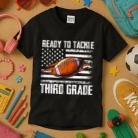 Ready To Tackle Third Grade Football Happy First School Day Kids T-Shirt thumb 3