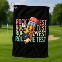 Rock The Test Dont Stress Just Do Your Best Teacher Testing Golf Towel thumb 1