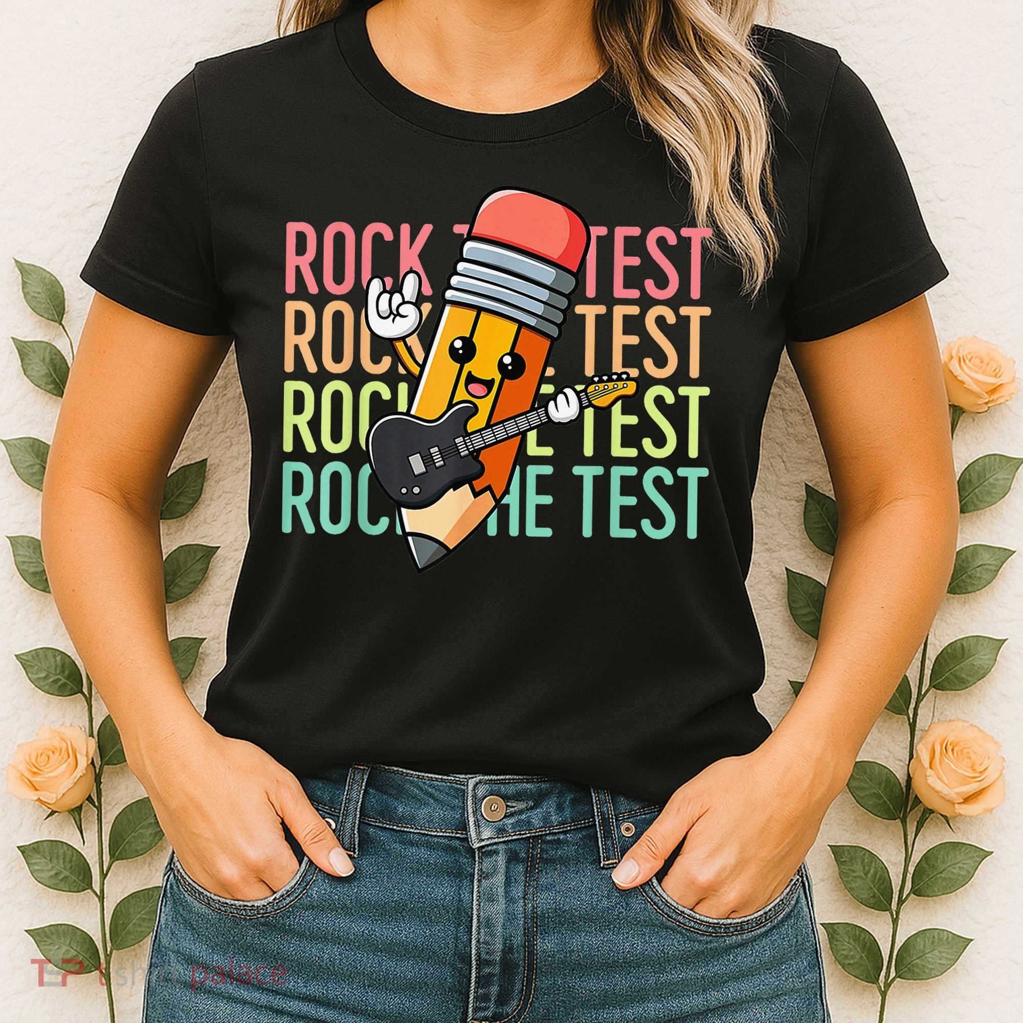 Rock The Test Dont Stress Just Do Your Best Teacher Testing Women's T-Shirt