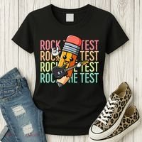 Rock The Test Dont Stress Just Do Your Best Teacher Testing Women's T-Shirt thumb 3