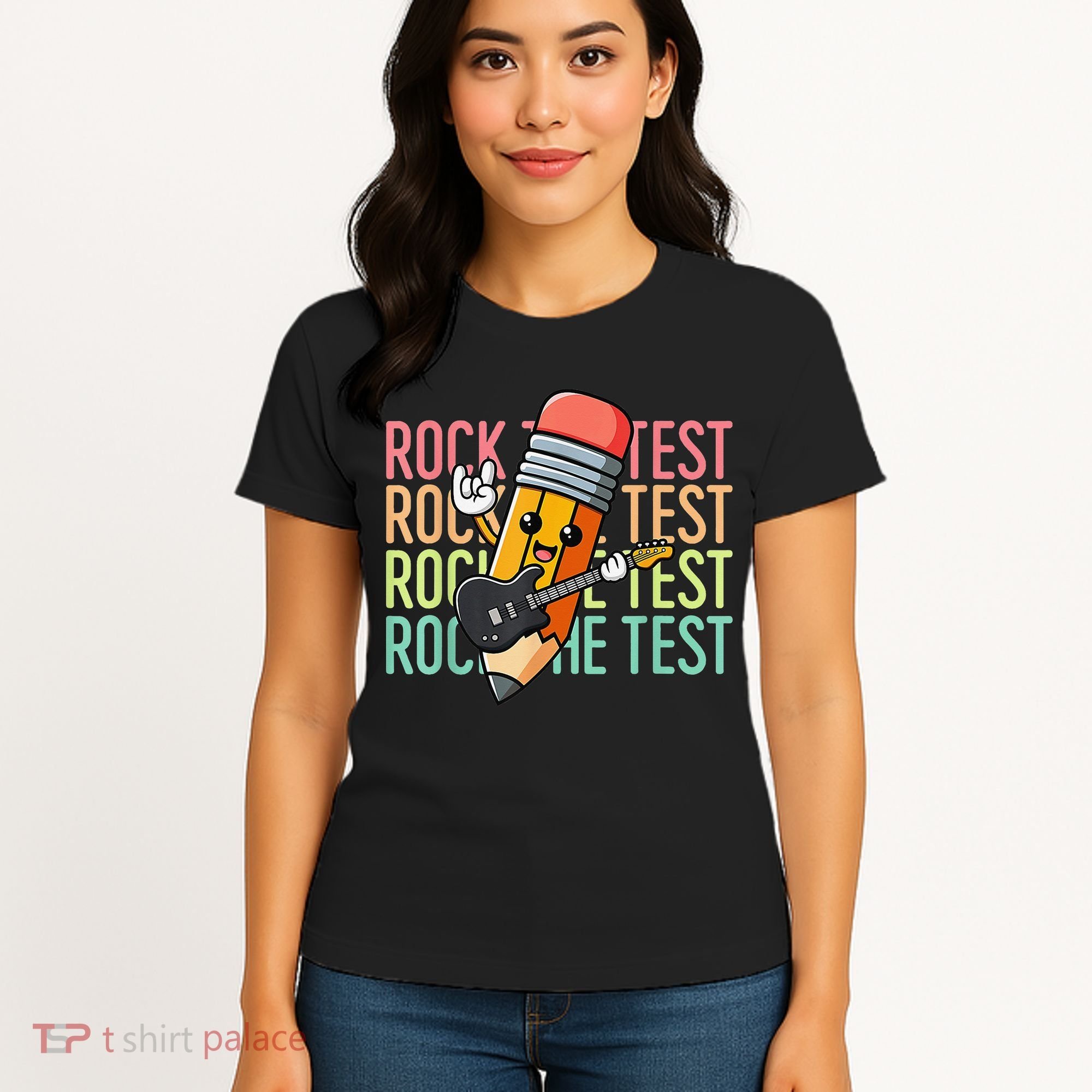 Rock The Test Dont Stress Just Do Your Best Teacher Testing Women's T-Shirt