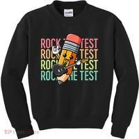 Rock The Test Dont Stress Just Do Your Best Teacher Testing Kids Sweatshirt thumb 0