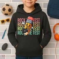 Rock The Test Dont Stress Just Do Your Best Teacher Testing Kids Hoodie thumb 2