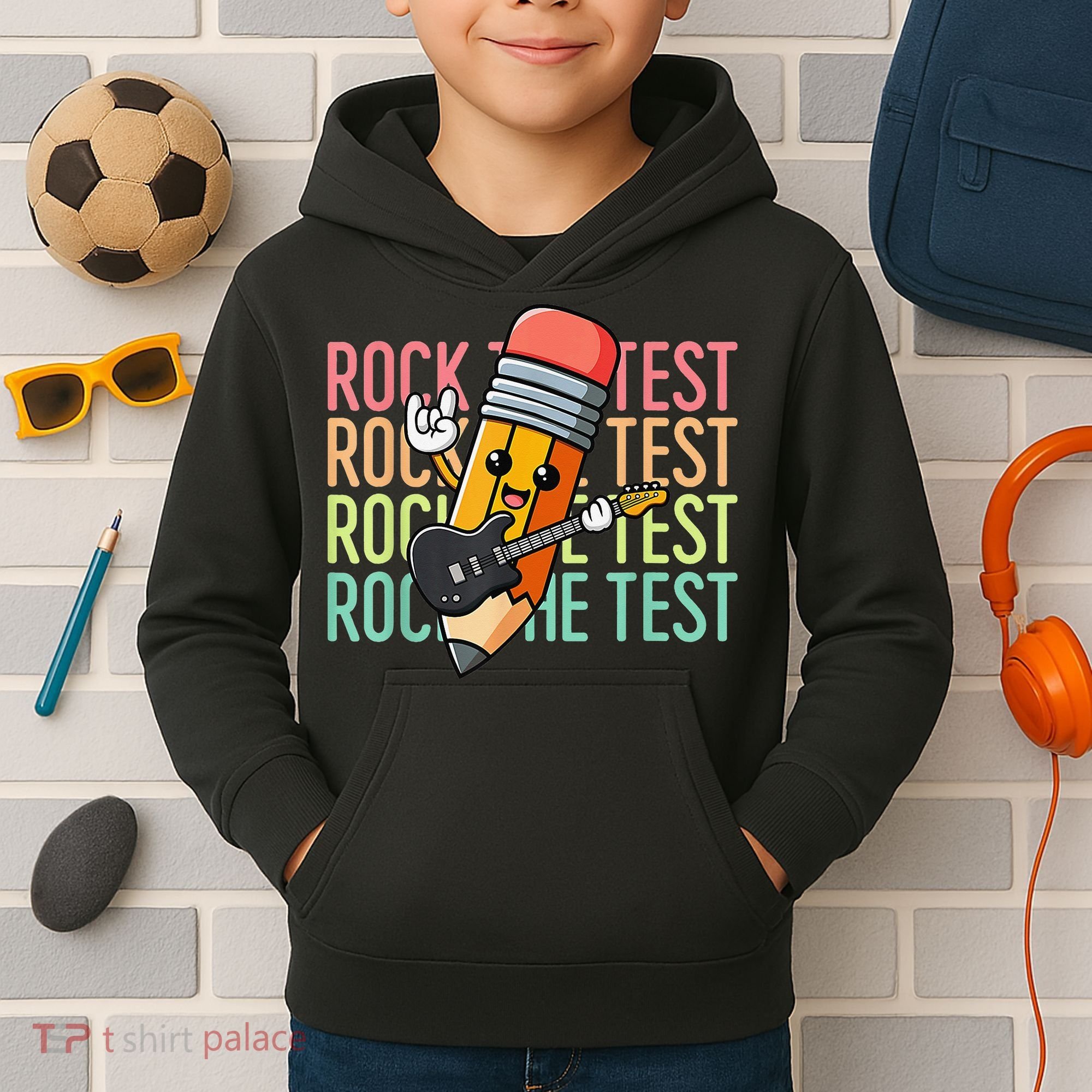 Rock The Test Dont Stress Just Do Your Best Teacher Testing Kids Hoodie