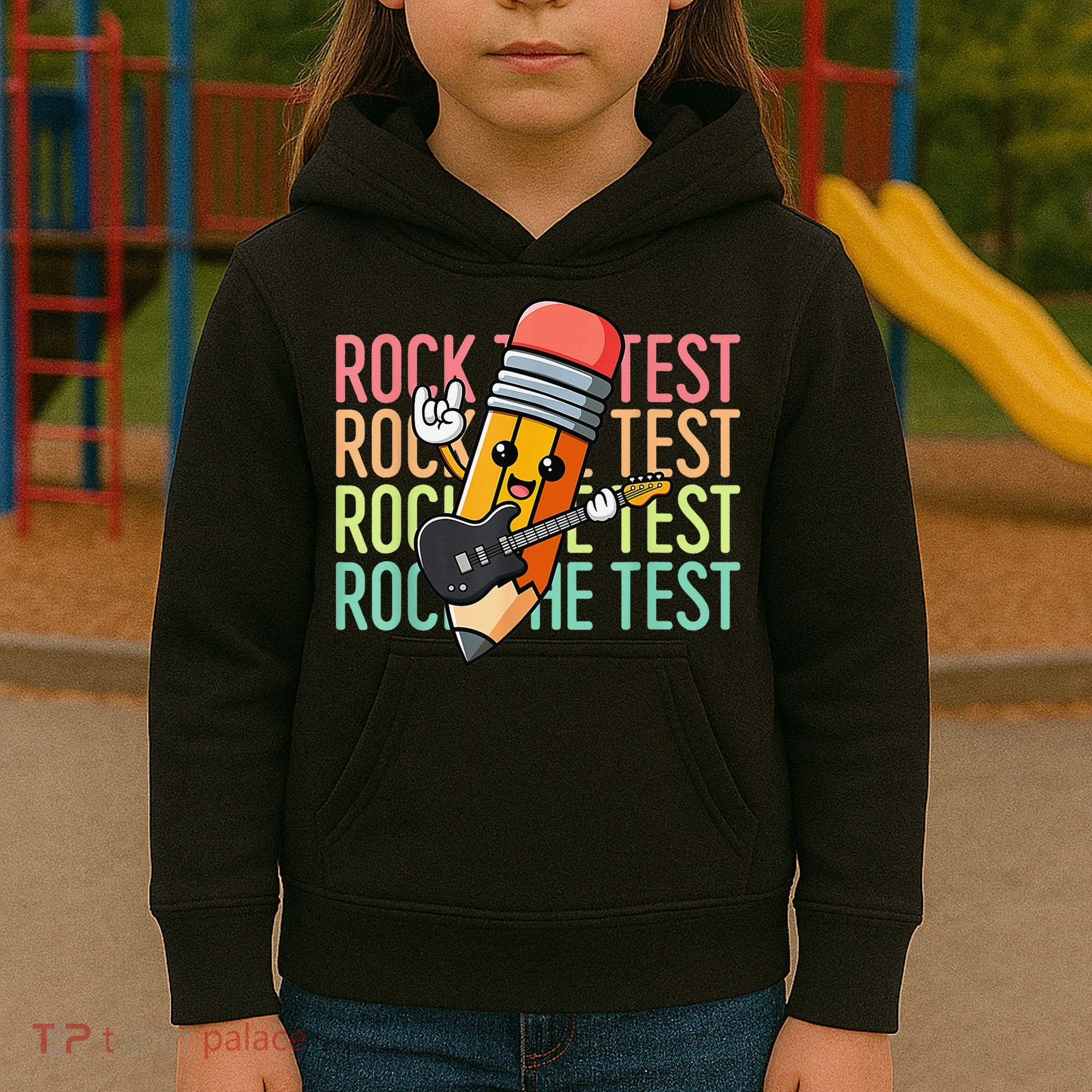 Rock The Test Dont Stress Just Do Your Best Teacher Testing Kids Hoodie