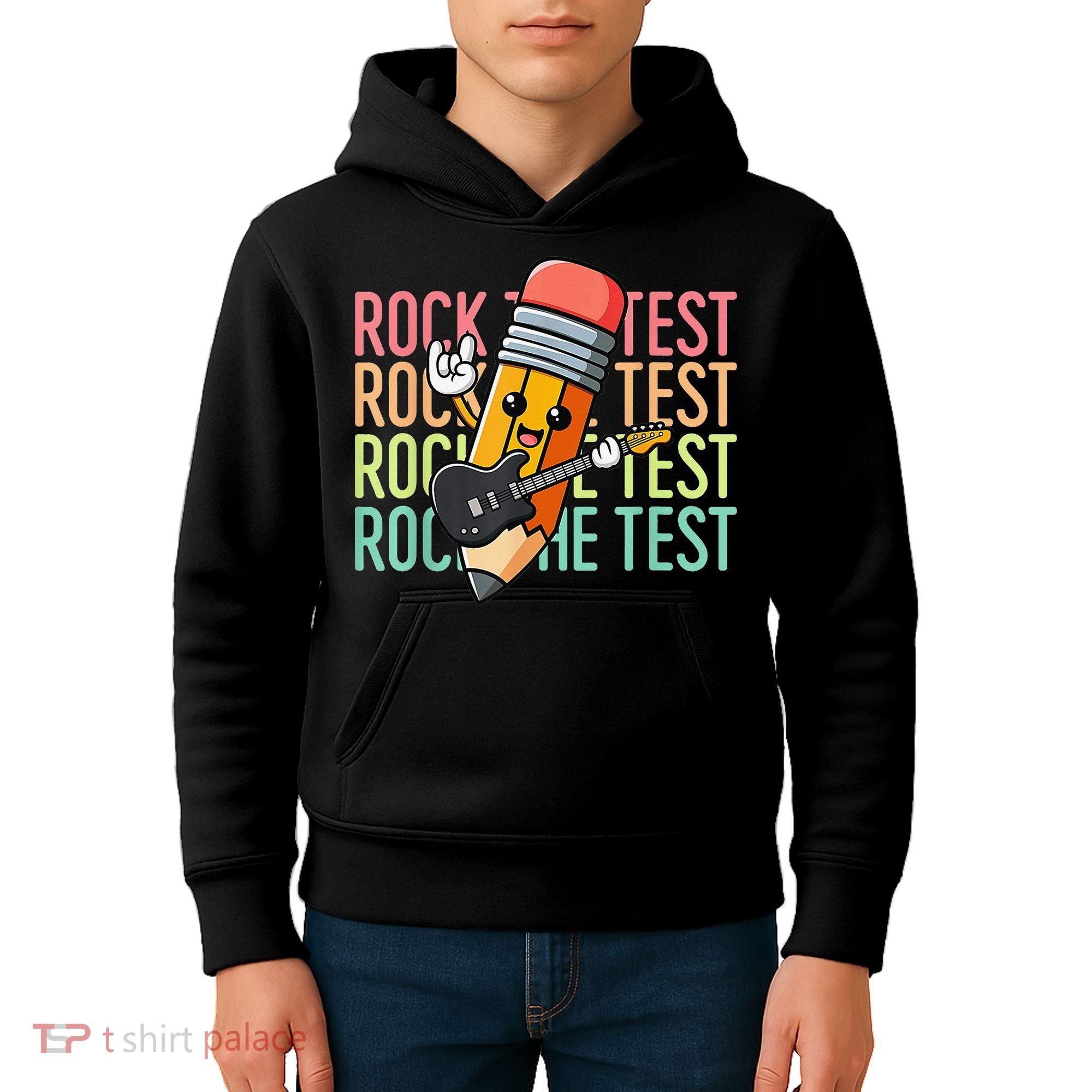 Rock The Test Dont Stress Just Do Your Best Teacher Testing Kids Hoodie