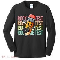 Rock The Test Dont Stress Just Do Your Best Teacher Testing Kids Long Sleeve Shirt thumb 0