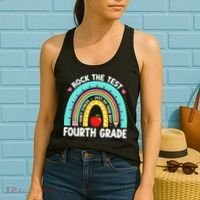 Rock The Test Day 4th Grade Teacher Fourth Grade Testing Women's Tank Top thumb 2