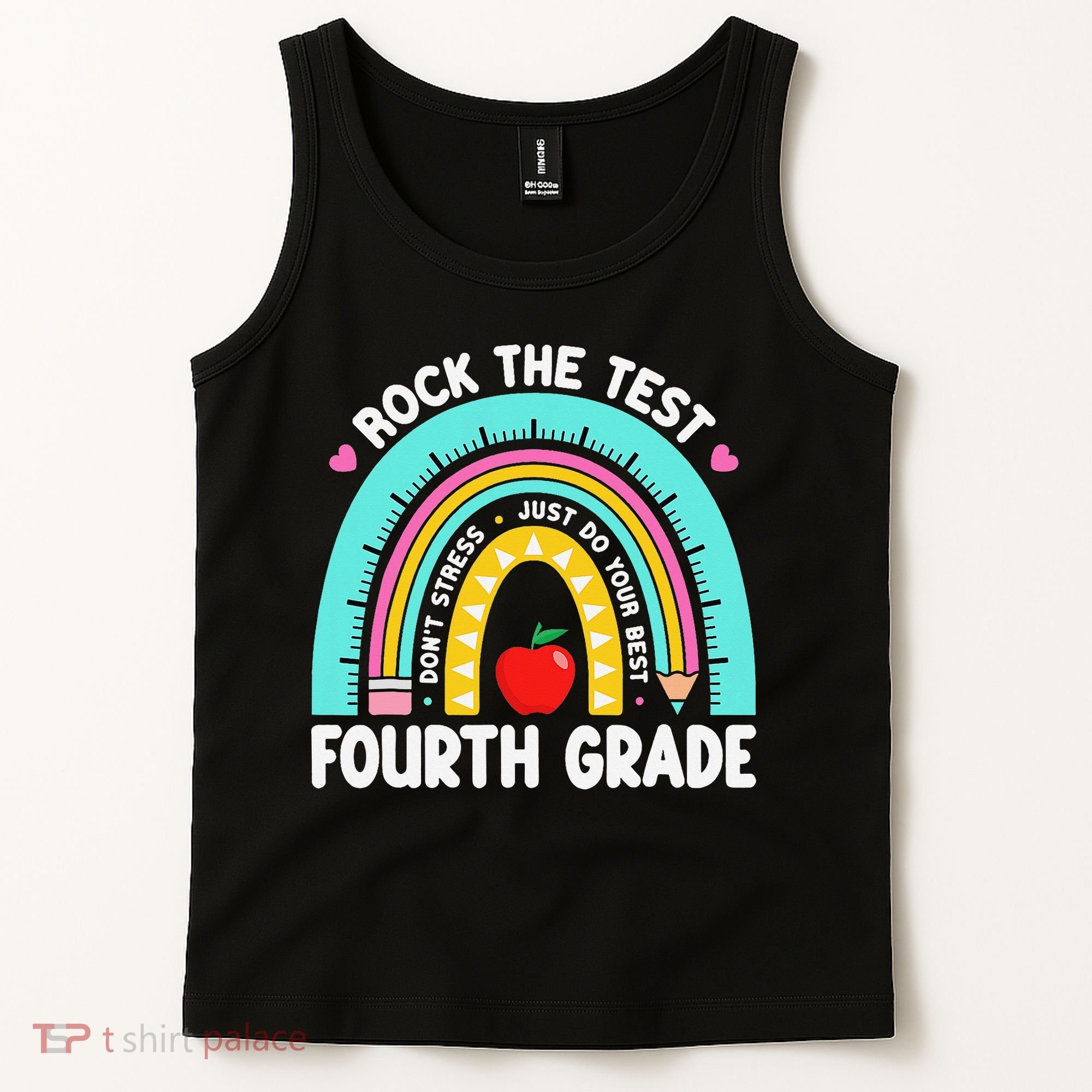 Rock The Test Day 4th Grade Teacher Fourth Grade Testing Tank Top