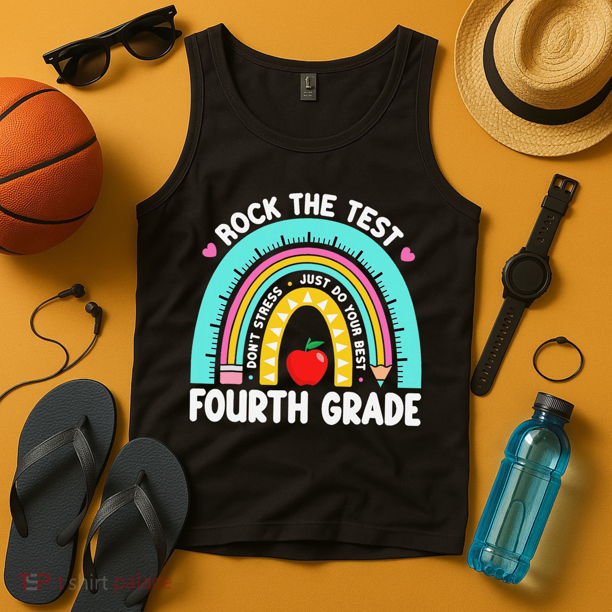 Rock The Test Day 4th Grade Teacher Fourth Grade Testing Tank Top