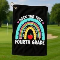 Rock The Test Day 4th Grade Teacher Fourth Grade Testing Golf Towel thumb 1