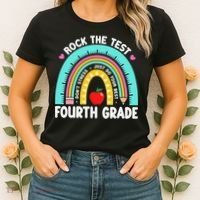 Rock The Test Day 4th Grade Teacher Fourth Grade Testing Women's T-Shirt thumb 2
