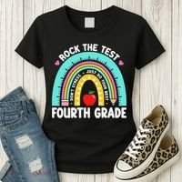 Rock The Test Day 4th Grade Teacher Fourth Grade Testing Women's T-Shirt thumb 3