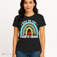Rock The Test Day 4th Grade Teacher Fourth Grade Testing Women's T-Shirt thumb 4