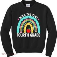 Rock The Test Day 4th Grade Teacher Fourth Grade Testing Kids Sweatshirt thumb 0