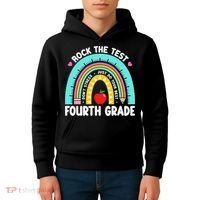 Rock The Test Day 4th Grade Teacher Fourth Grade Testing Kids Hoodie thumb 4