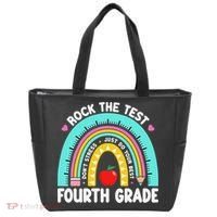 Rock The Test Day 4th Grade Teacher Fourth Grade Testing Tote Bag thumb 0