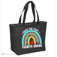 Rock The Test Day 4th Grade Teacher Fourth Grade Testing Tote Bag thumb 2