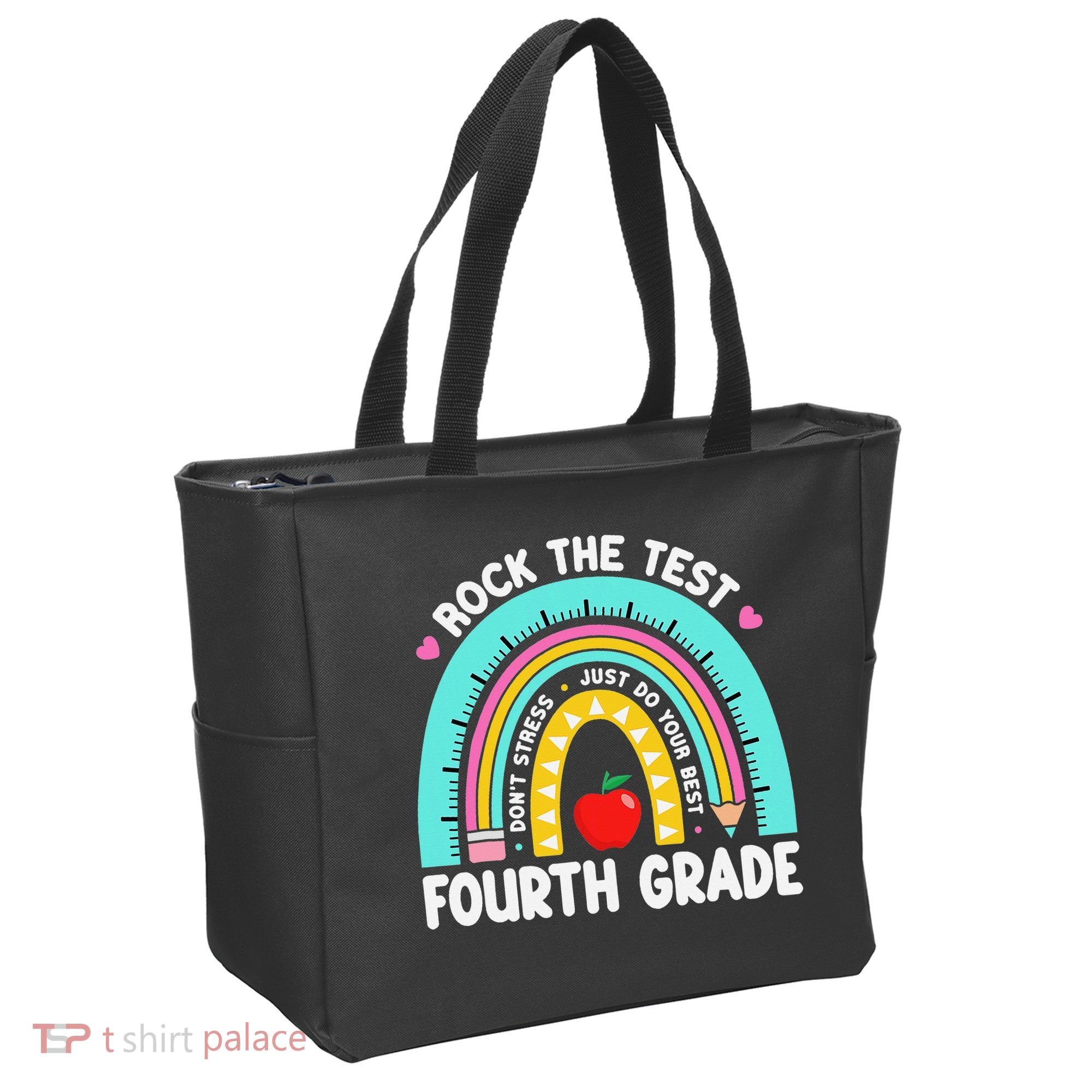 Rock The Test Day 4th Grade Teacher Fourth Grade Testing Tote Bag