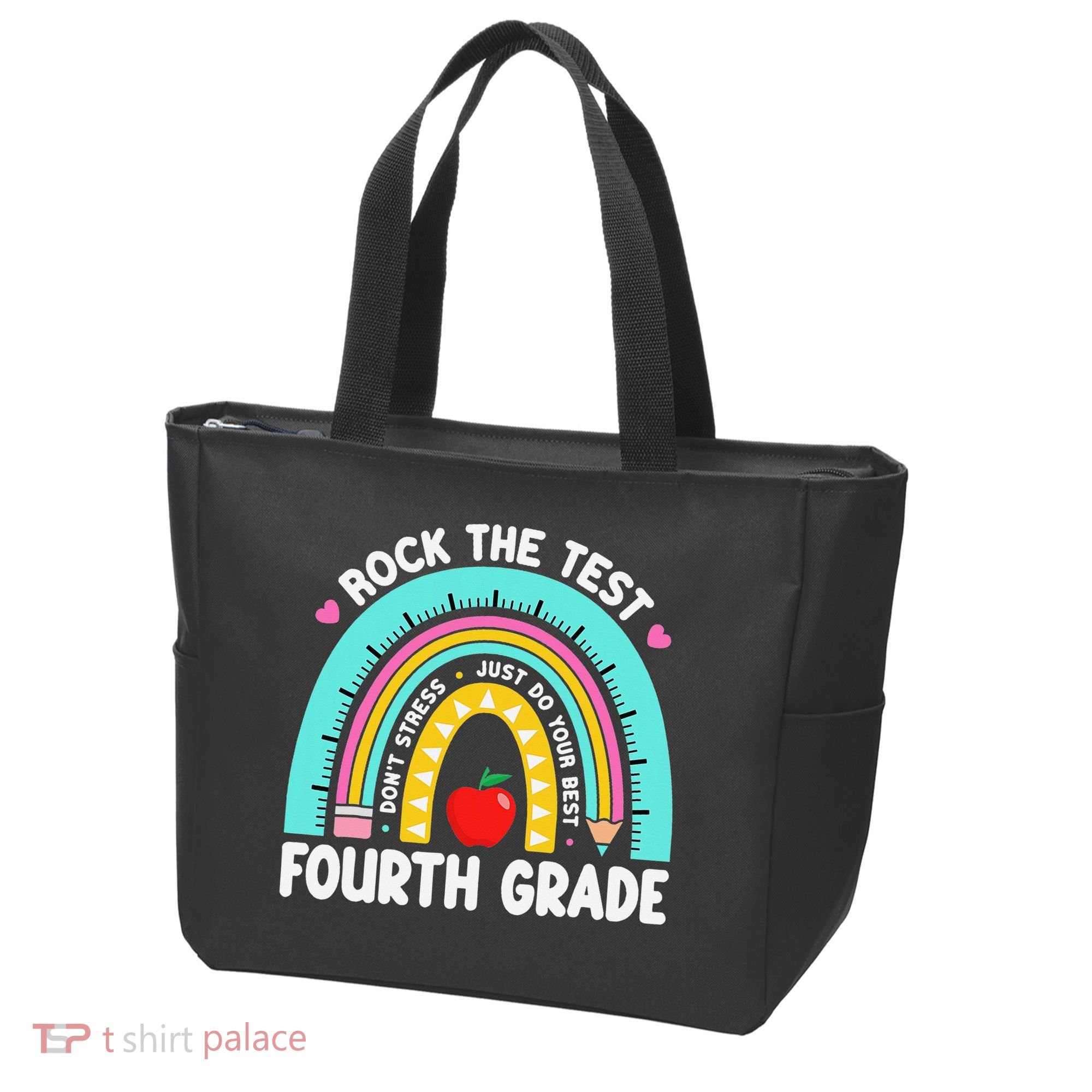 Rock The Test Day 4th Grade Teacher Fourth Grade Testing Tote Bag
