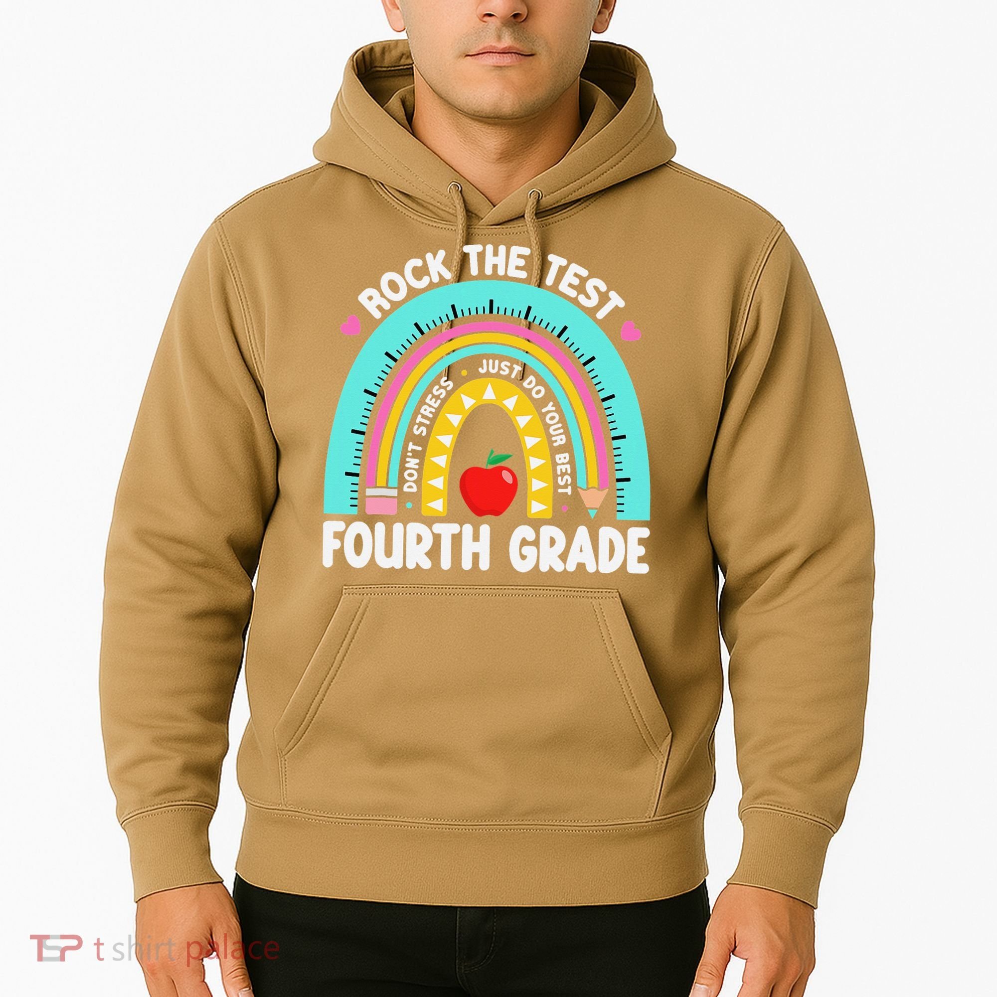 Rock The Test Day 4th Grade Teacher Fourth Grade Testing Hoodie