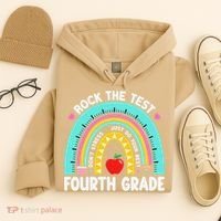 Rock The Test Day 4th Grade Teacher Fourth Grade Testing Hoodie thumb 4