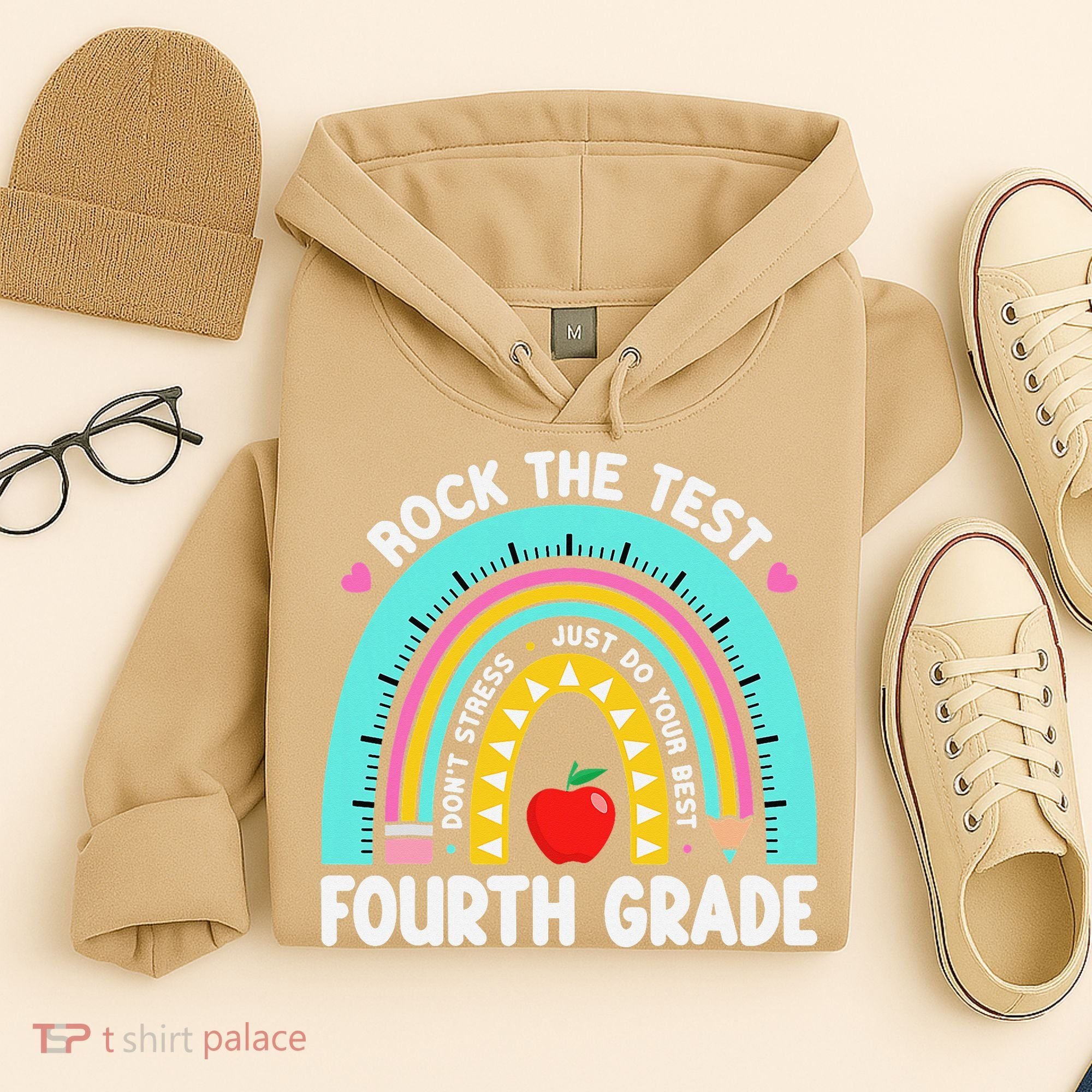 Rock The Test Day 4th Grade Teacher Fourth Grade Testing Hoodie