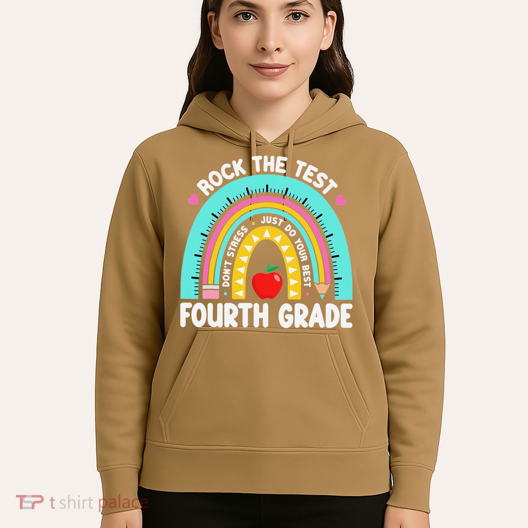 Rock The Test Day 4th Grade Teacher Fourth Grade Testing Hoodie