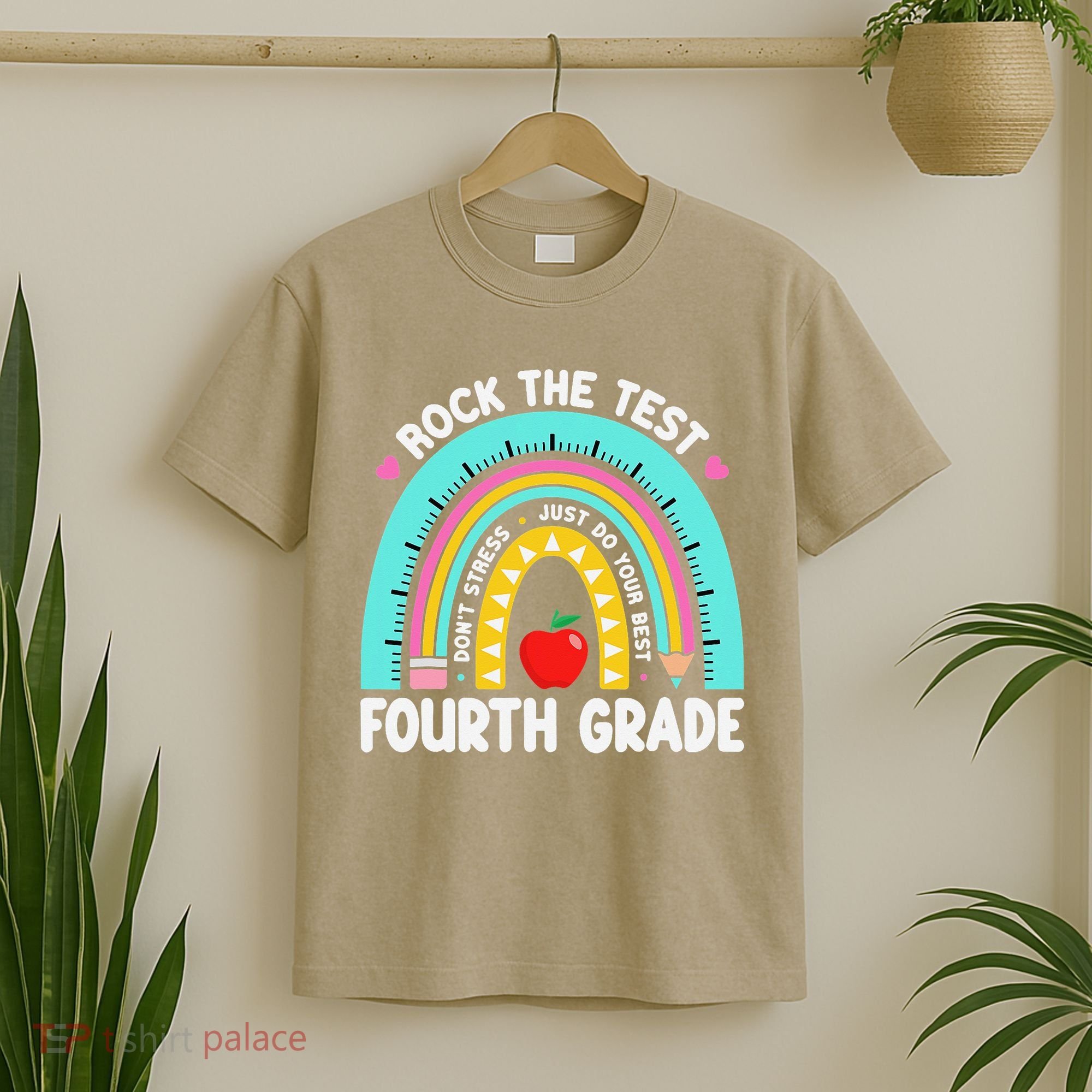 Rock The Test Day 4th Grade Teacher Fourth Grade Testing T-Shirt