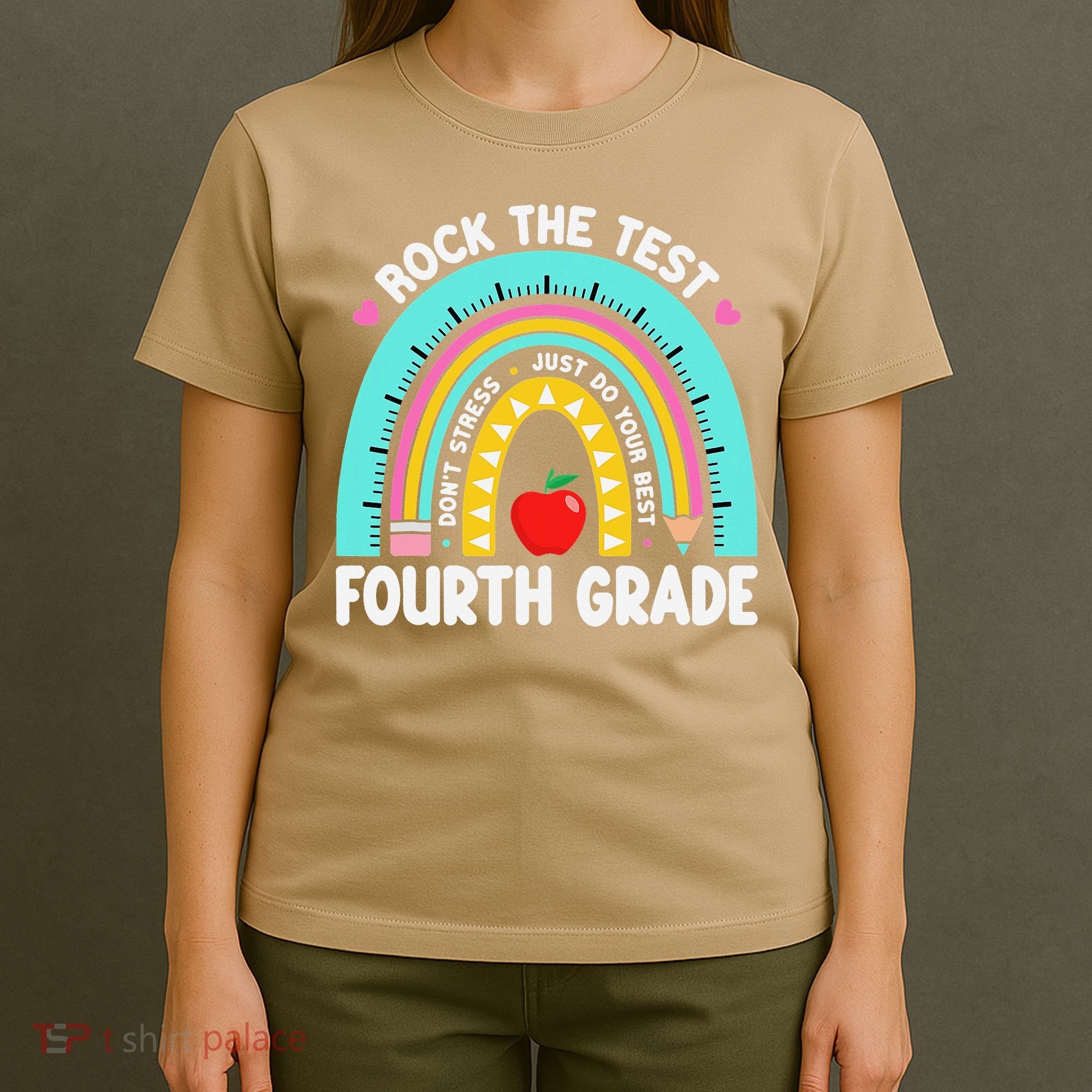 Rock The Test Day 4th Grade Teacher Fourth Grade Testing T-Shirt